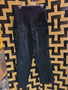Thyme Maternity Dark Blue Straight Leg Jeans with Navy Waistband